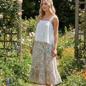 Maurices NEW White Eyelet Embroidered Blouse Scalloped Hem Square Neck Boho XXL